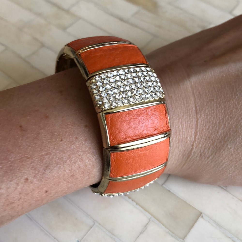 Orange & Gold sparkle bangle - EUC